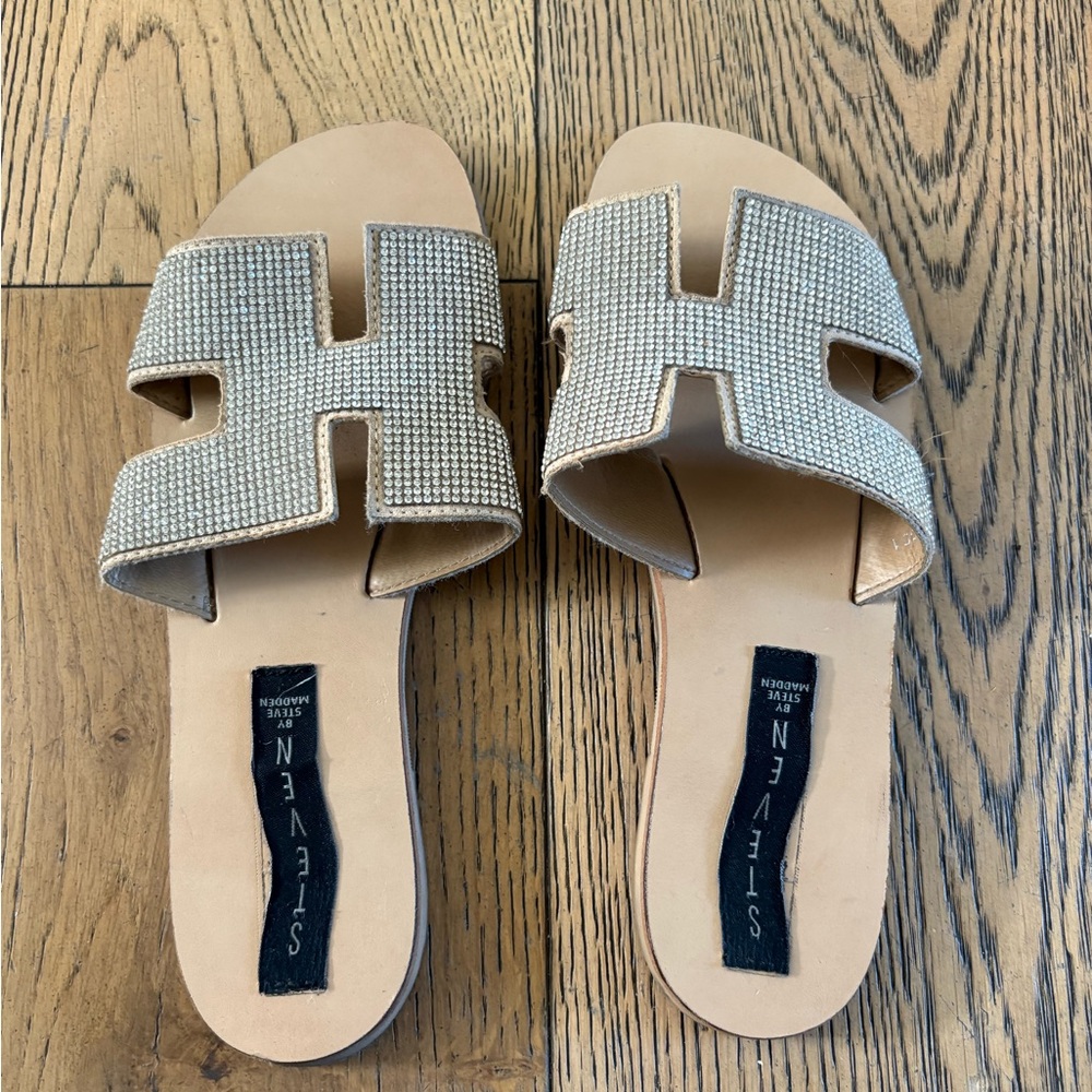 Seven7 Women's Beige Embellished Sandals